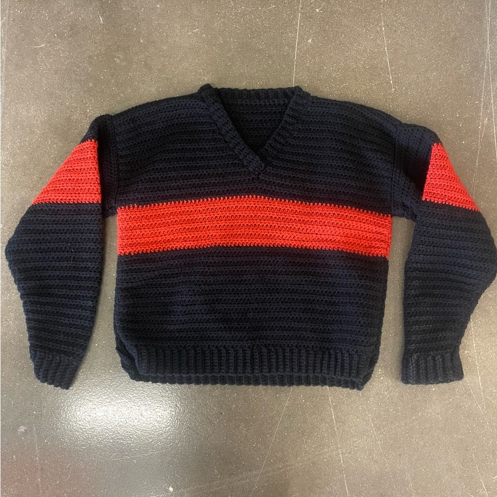 Unisex Oversized Warm‎ Chunky Unique Handmade Knitted Sweater Grunge Punk SMALL
